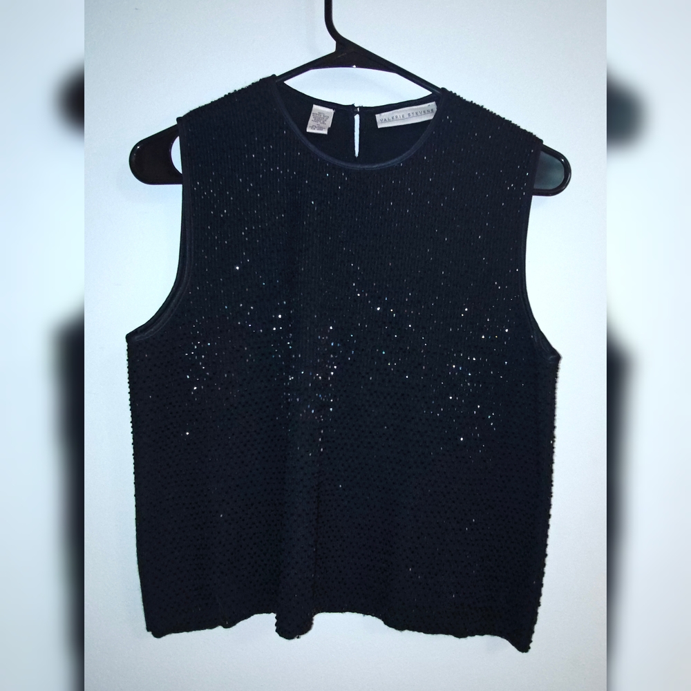 Valerie Stevens Black Sequin Tank Top